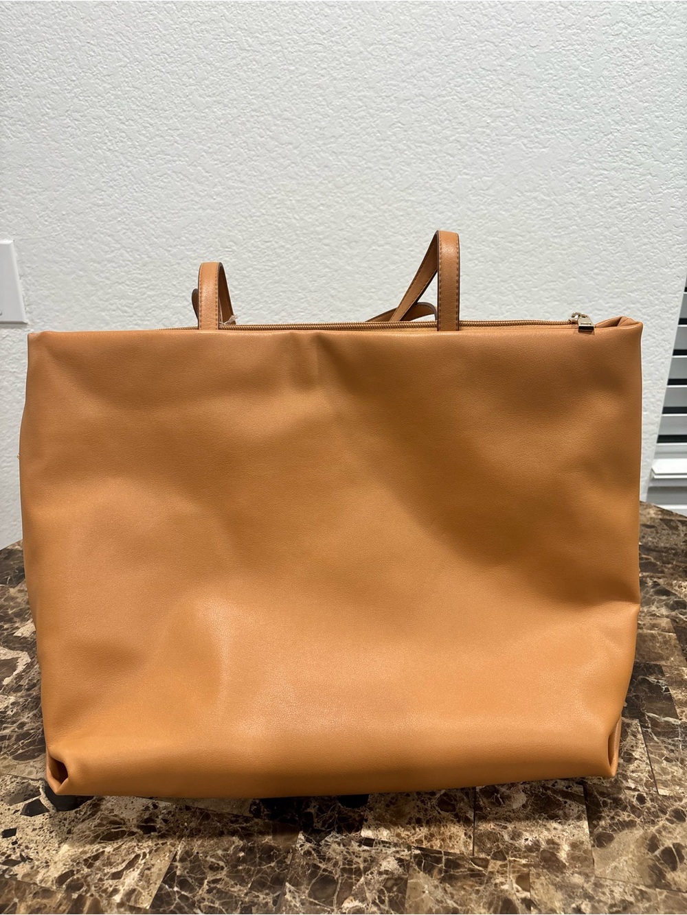 NWT A New Day Athleisure Soft Tote Shoulder Handbag Caramel Brown Large Travel